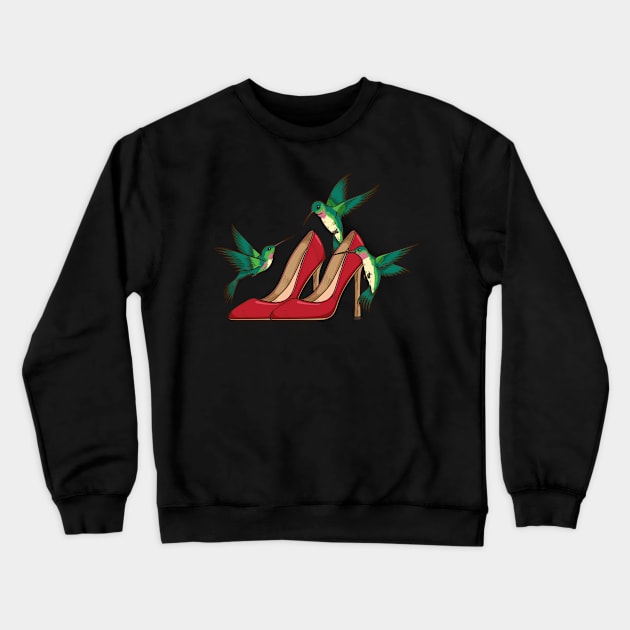 Hummingbird Lover High Heels Gift Women Shoes Bird Hummingbird Crewneck Sweatshirt by PomegranatePower